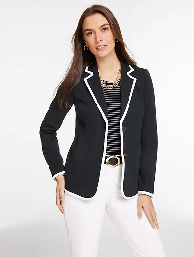 Piqué Knit Blazer - Piped