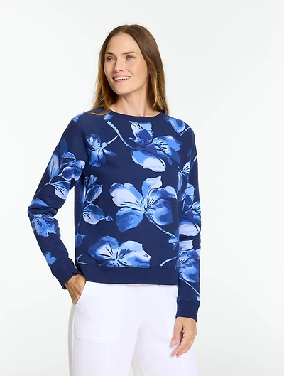 Cozy Fleece Raglan Pullover - Brushed Floral