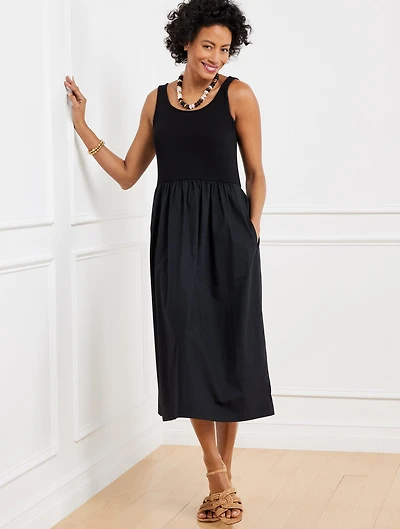 Sleeveless Mixed Media Midi Dress
