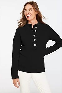 Jewel Button Henley Sweater