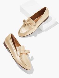 Katelyn Bow Metallic Nappa Loafers