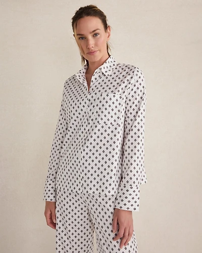 Organic Cotton Blend Floral Tile Pajama Top