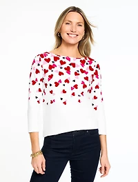 Bateau Neck Tee - Scattered Hearts