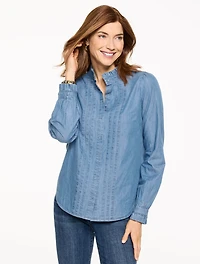 Pintuck Chambray Top - Treadwell Wash