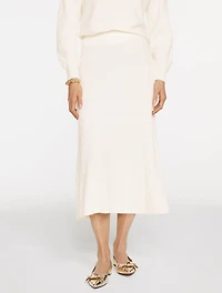 Ribbed Fit & Flare Midi Skirt