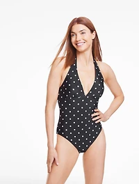 Aqua Club Halter One-Piece Swimsuit - Aruba Dot