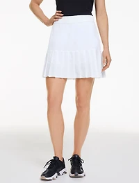 Lightweight Woven Stretch Pleated Skort - White