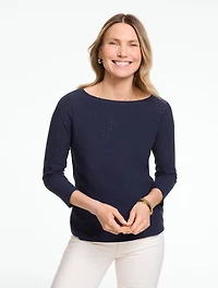 Bateau Neck Tee - Eyelet Lace