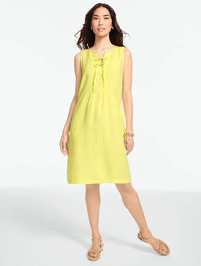 Linen Pintuck Shift Dress