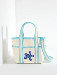 Beaded Seashell Canvas Tote