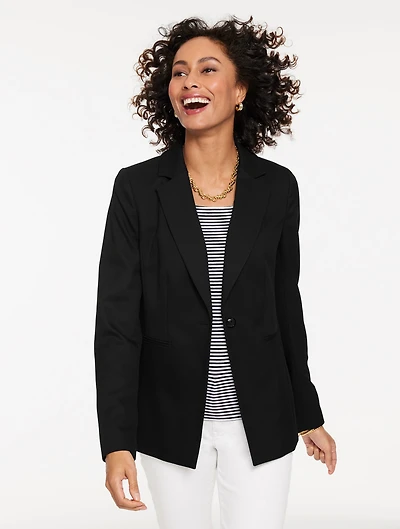Single Button Twill Blazer