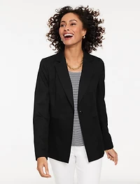 Single Button Twill Blazer