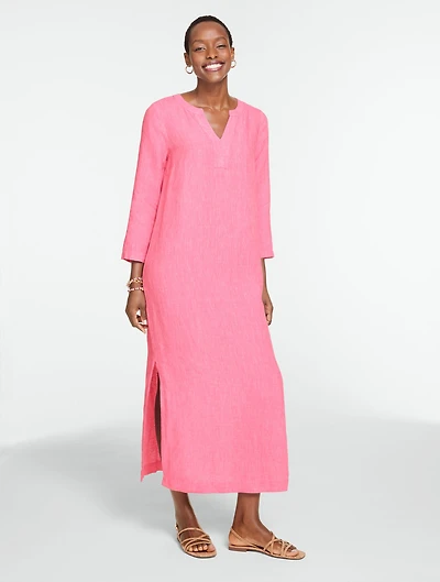 Linen Kaftan Dress - Cross-Dyed