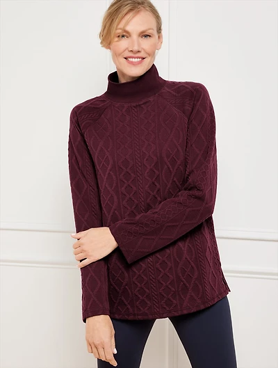 Autumnal Cable Knit Mockneck Pullover