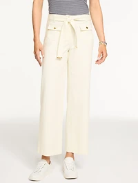 Wide Ankle Belted Twill Pants