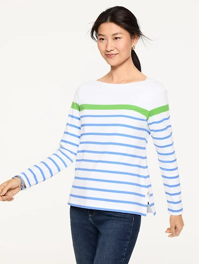 Bateau Neck Top - Oaklynn Stripe