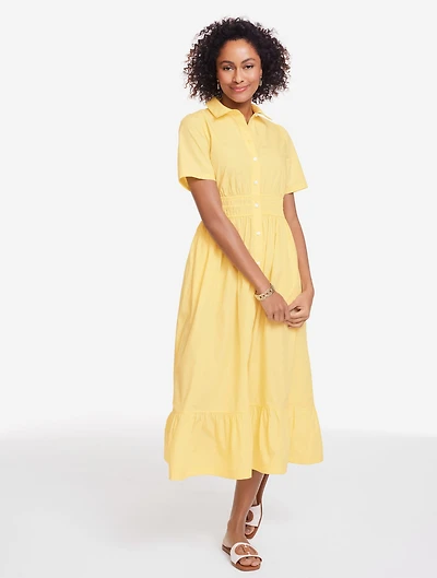 Poplin Flounce Shirtdress