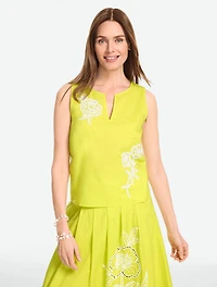 Embroidered Poplin Sleeveless Top