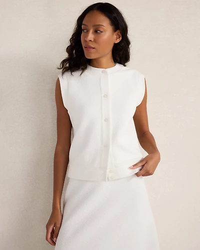 Cotton Blend Textured Short Sleeve Jacket