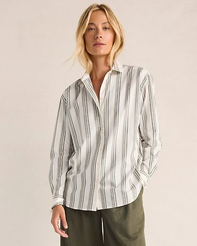 The Daily Shirt Organic Cotton Poplin Yarndye Stripe