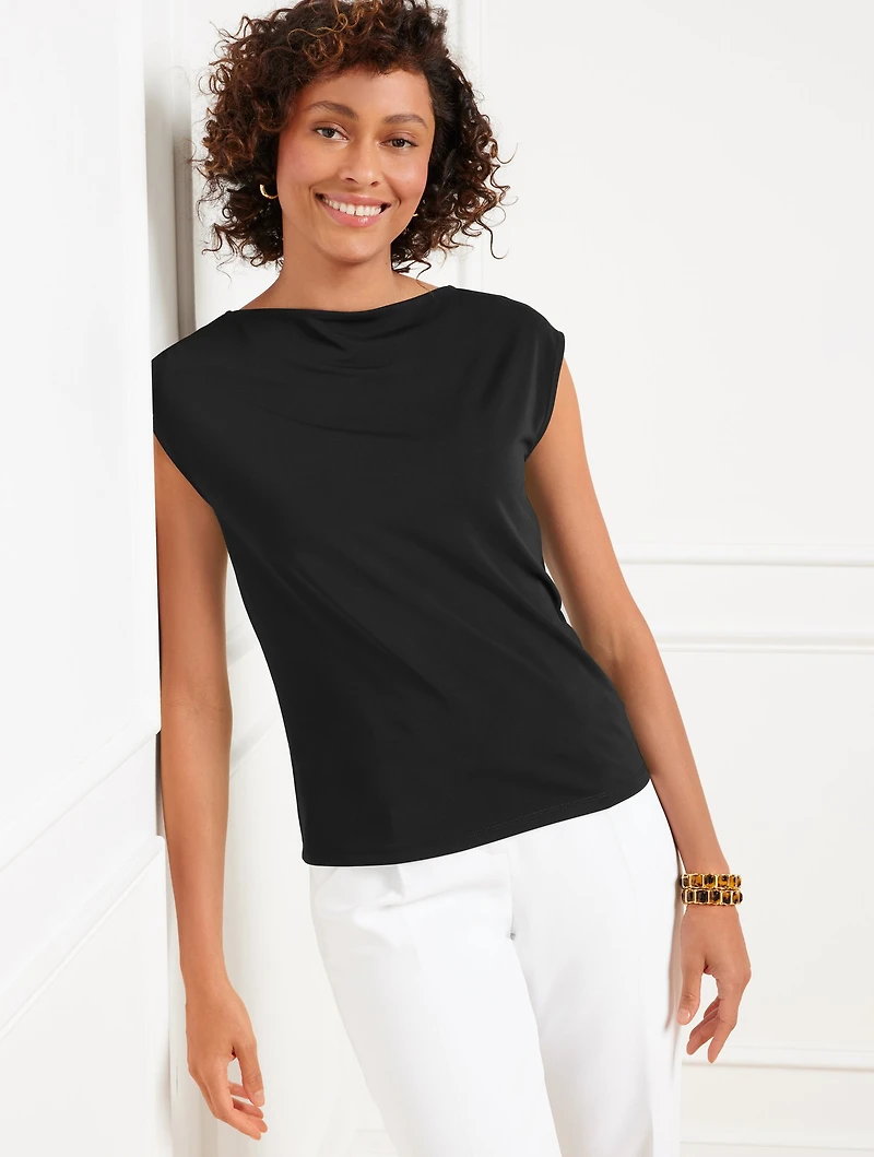 Matte Jersey Funnel Neck Shell