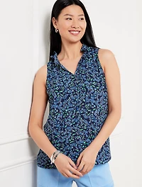 Tie Neck Ruffle Shell - Entwined Elegance