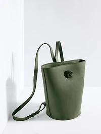 Zoe Pebble Leather Bucket Bag