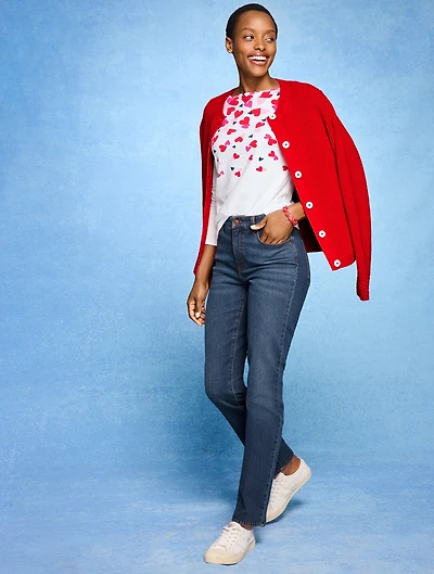 Bateau Neck Tee - Scattered Hearts