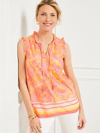 Island Pineapple Ruffle Trim Shell