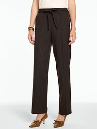Straight Leg Pull-On Pants - Pickstitch Pinstripe