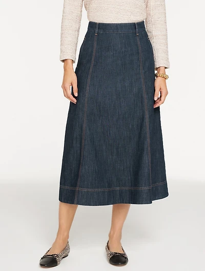 Denim Fit & Flare Skirt - Sausalito Wash