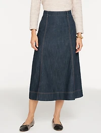 Denim Fit & Flare Skirt - Sausalito Wash