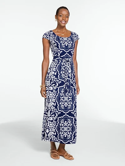 Matte Jersey Maxi Dress - Scroll Medallion