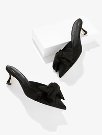 Ember Bow Crystal Leather Mules