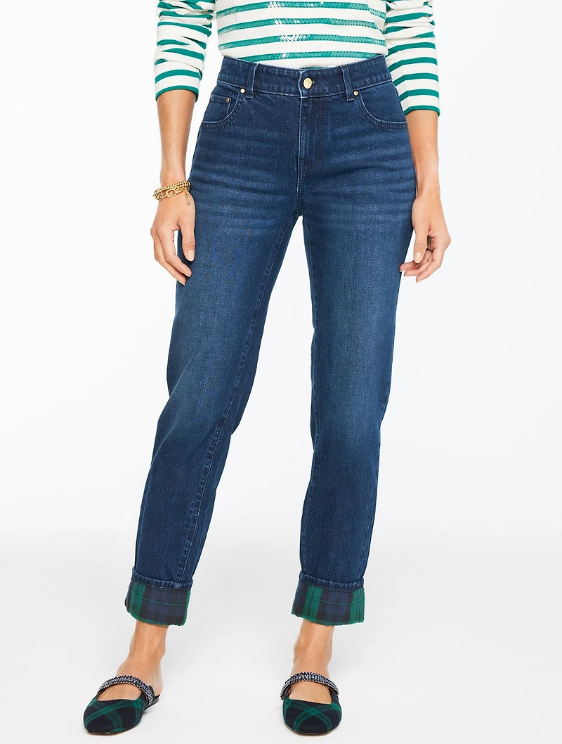 Everyday Relaxed Jeans - Tartan Cuff
