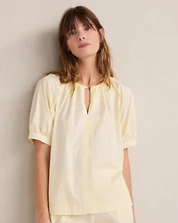 Organic Cotton Twill Split Neck Top