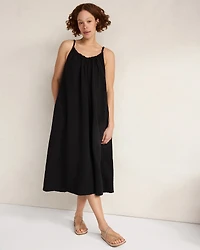 Textured Cotton Gauze Flowy Midi Dress