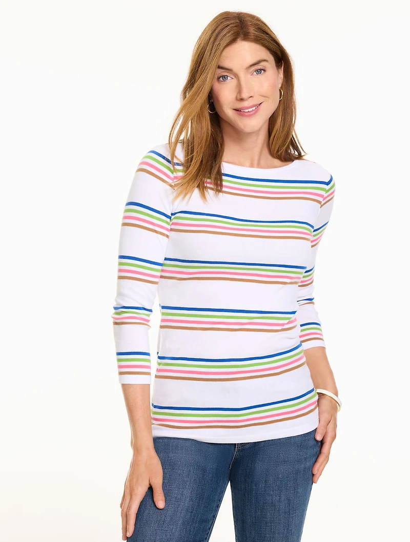 Bateau Neck Tee - Bronwyn Stripe