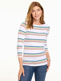 Bateau Neck Tee - Bronwyn Stripe