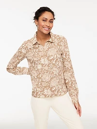 Ottoman Knit Half-Zip Pullover - Dreamy Floral
