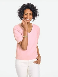 Short Sleeve V-Neck Sweatshirt