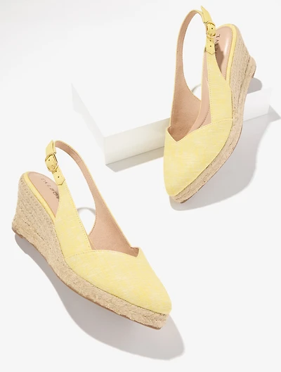 Vivi Slingback Espadrille Wedges - Cross Dye Linen