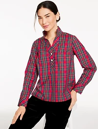 Rhinestone Non-Iron Popover - Blissful Plaid