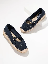 Iva Mary Jane Espadrille Flats - Floral Crochet