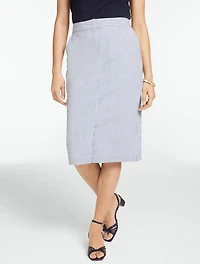 Seersucker Pencil Skirt - Market Stripe