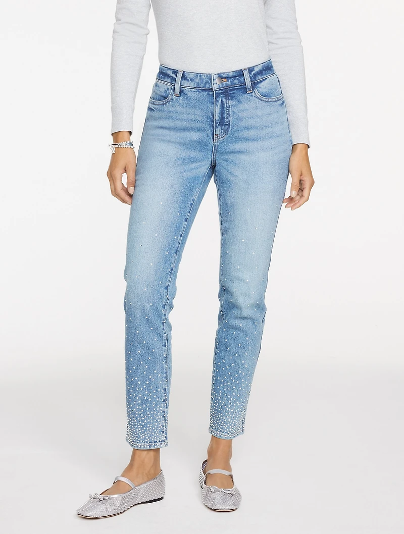 Slim Ankle Rhinestone Jeans - Avalon Wash