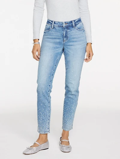 Slim Ankle Rhinestone Jeans - Avalon Wash