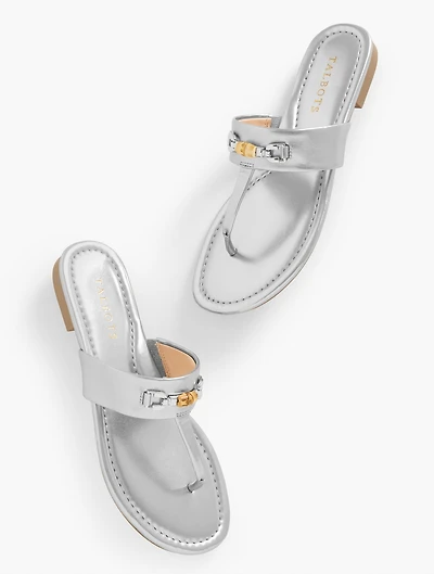 Gia Bamboo Metallic Thong Sandals