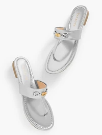 Gia Bamboo Metallic Thong Sandals