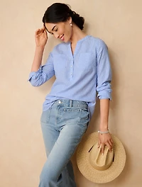 Linen Camp Shirt - Majestic Stripe